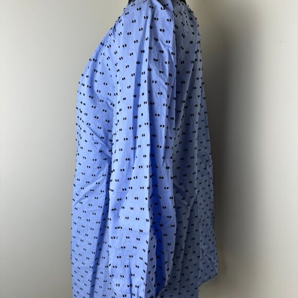 Talbots Swiss dot Embroidered peasant top blue navy 3/4 sleeve blue size XL‎ - Picture 3 of 6